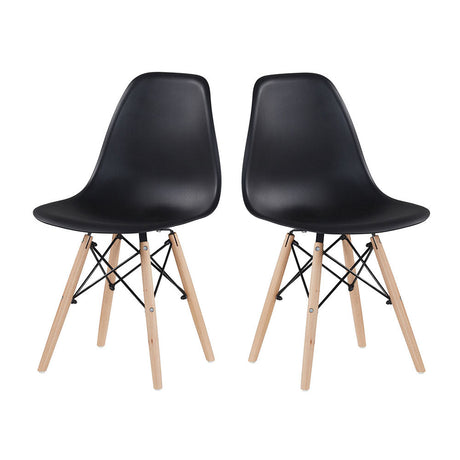Molded Shell Dining Chairs, Wood Legs, Set of 4, Black