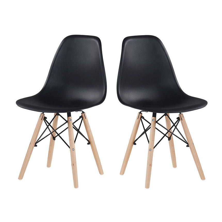 Molded Shell Dining Chairs, Wood Legs, Set of 4, Black
