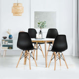 Molded Shell Dining Chairs, Wood Legs, Set of 4, Black