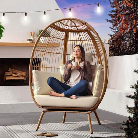Woven Egg Chair with Cushions