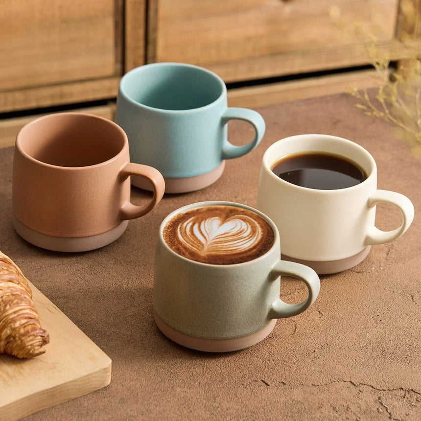 Dual-tone matte ceramic mug with raw clay base