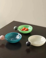 Handblown Bonbon Whimsical Salad Snack Desert Bowl, Eclectic Decorative Bowl