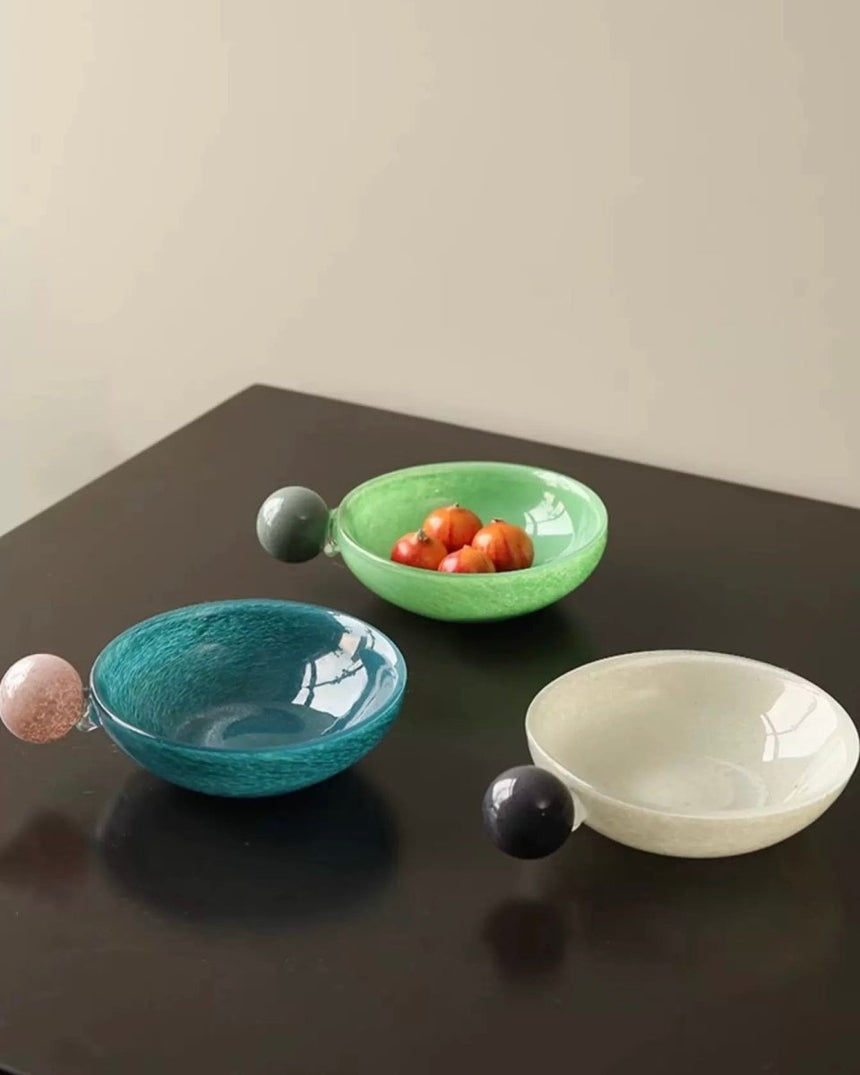 Handblown Bonbon Whimsical Salad Snack Desert Bowl, Eclectic Decorative Bowl