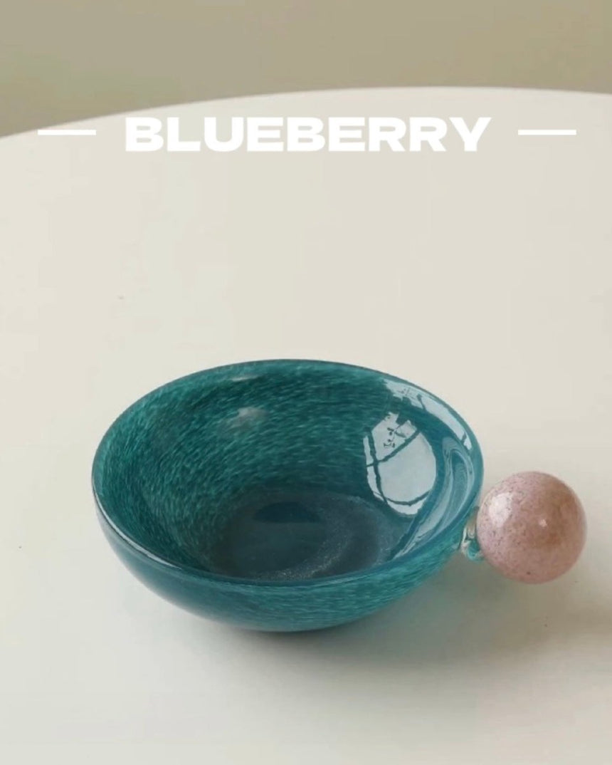 Handblown Bonbon Whimsical Salad Snack Desert Bowl, Eclectic Decorative Bowl