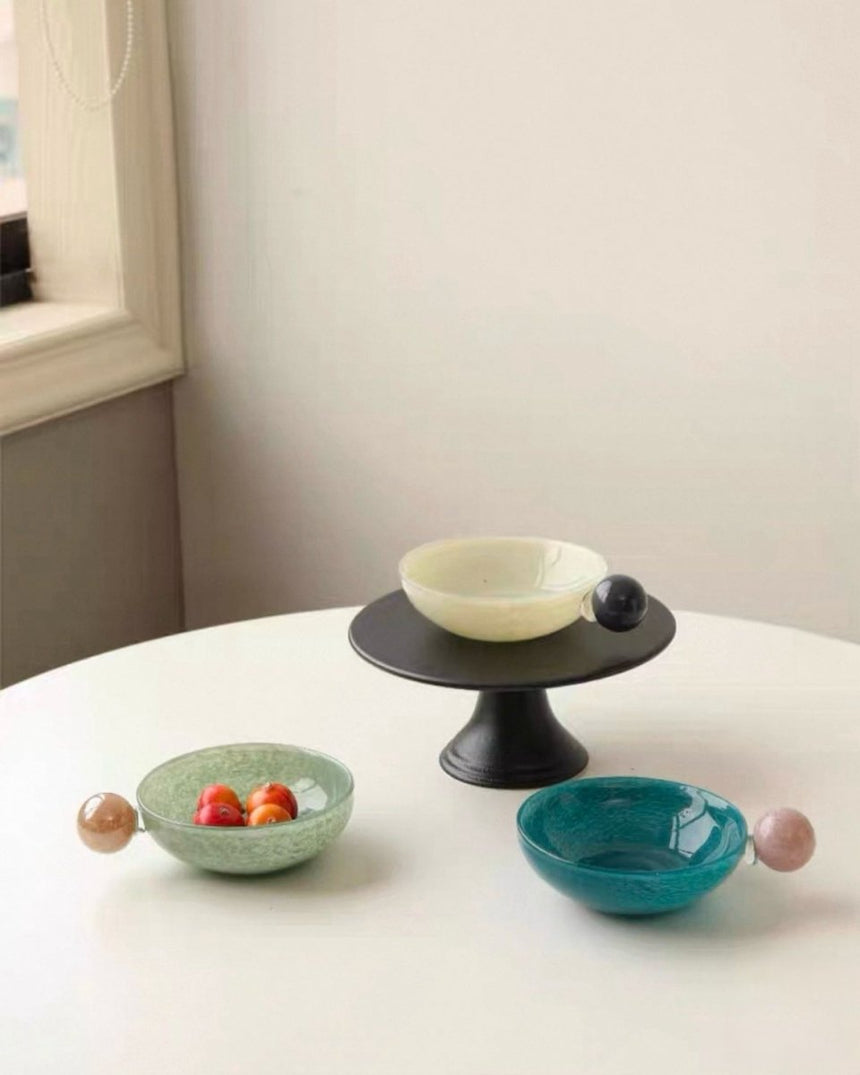 Handblown Bonbon Whimsical Salad Snack Desert Bowl, Eclectic Decorative Bowl