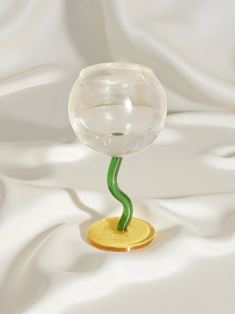 Hand-Blown Wavy Stem Wine Glass