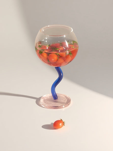 Hand-Blown Wavy Stem Wine Glass
