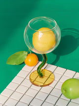 Handblown Bubble Wine Glass - Retro Whimsical Eclectic Wavy Stemmed Goblets