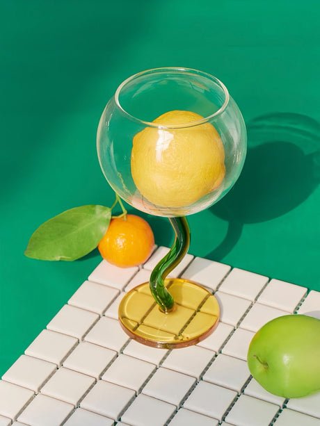 Hand-Blown Wavy Stem Wine Glass