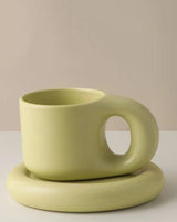Handcrafted ceramic chubby mug, rounded shape