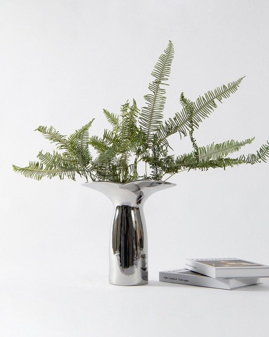 Handcrafted Silver-Glaze Ceramic Vase