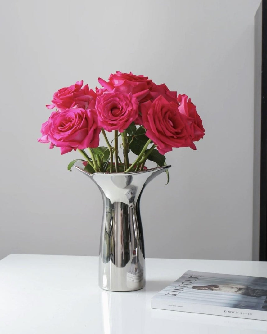 Handcrafted Silver-Glaze Ceramic Vase