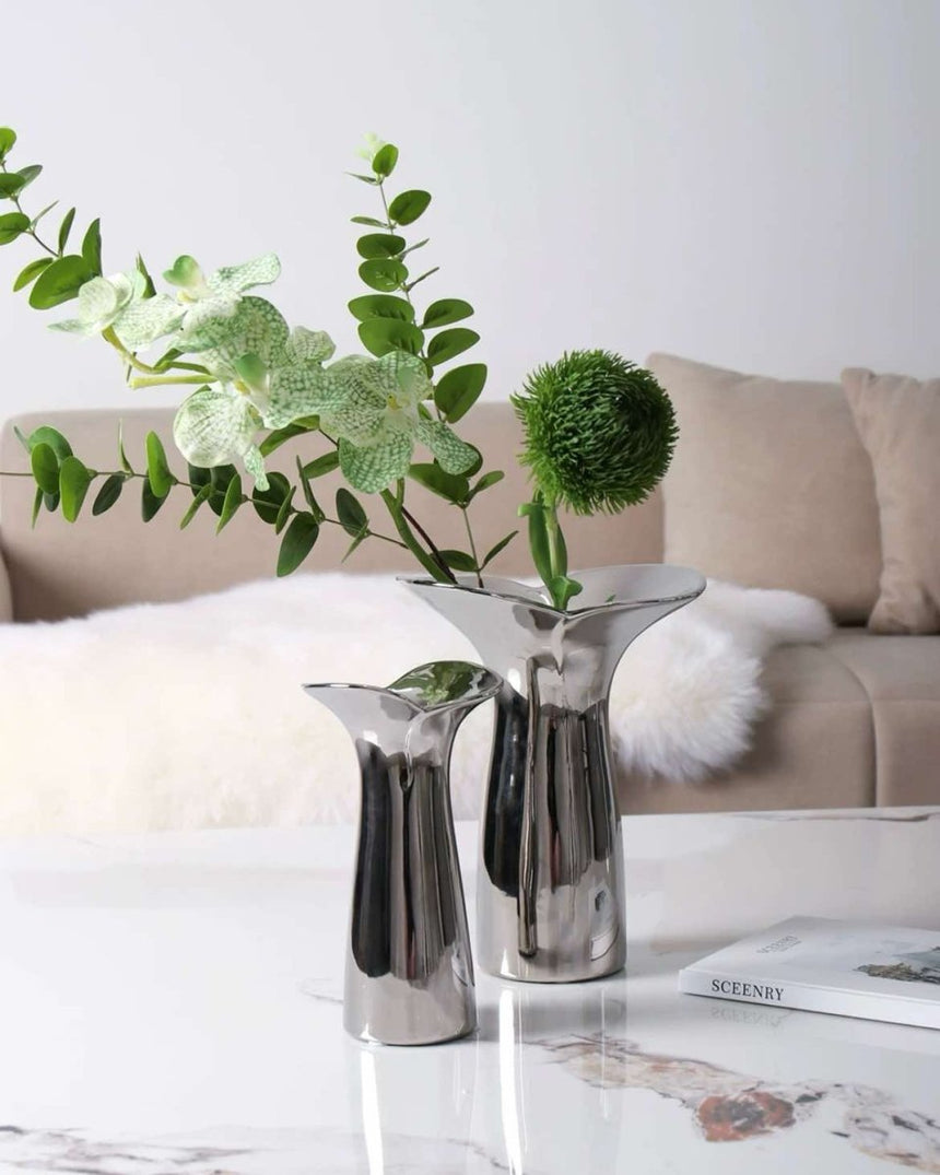 Handcrafted Silver-Glaze Ceramic Vase