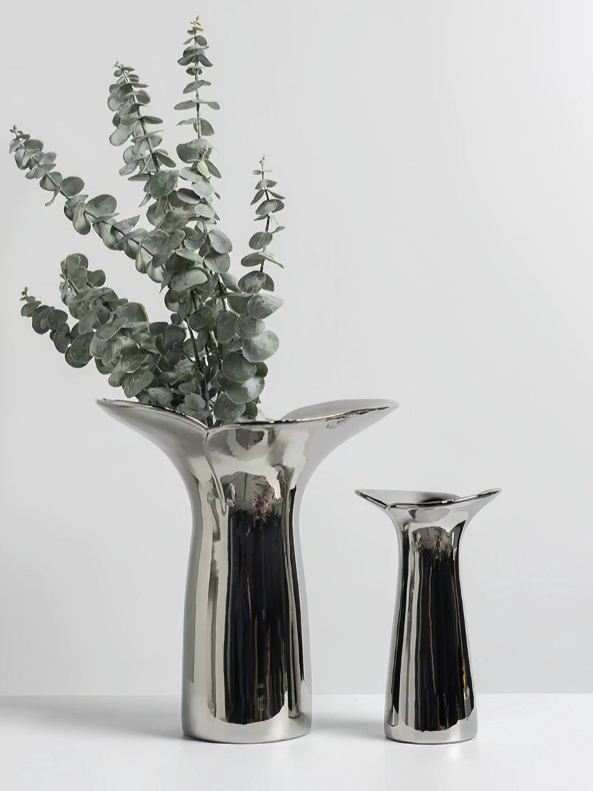 Handcrafted Silver-Glaze Ceramic Vase