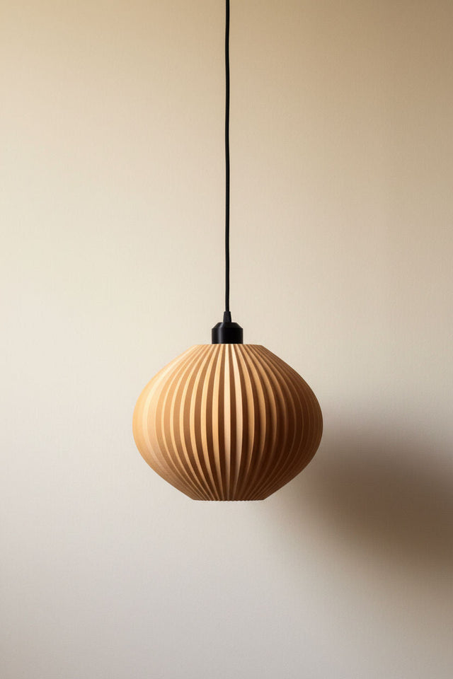 Idali pendant light in plant-based composite, wide shade