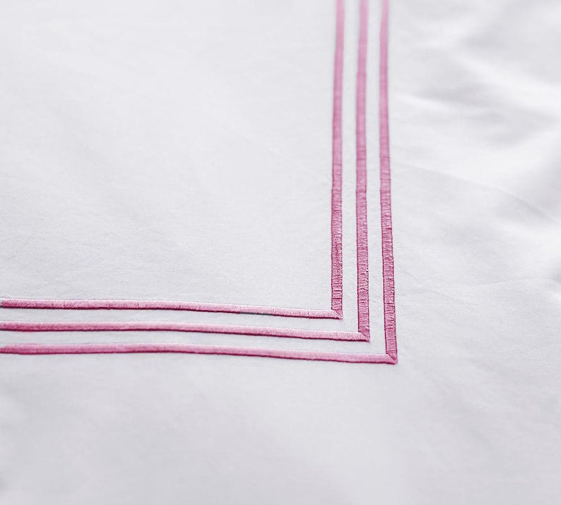 Lines - Linen Cotton Embroidered Edge Duvet Cover Sets