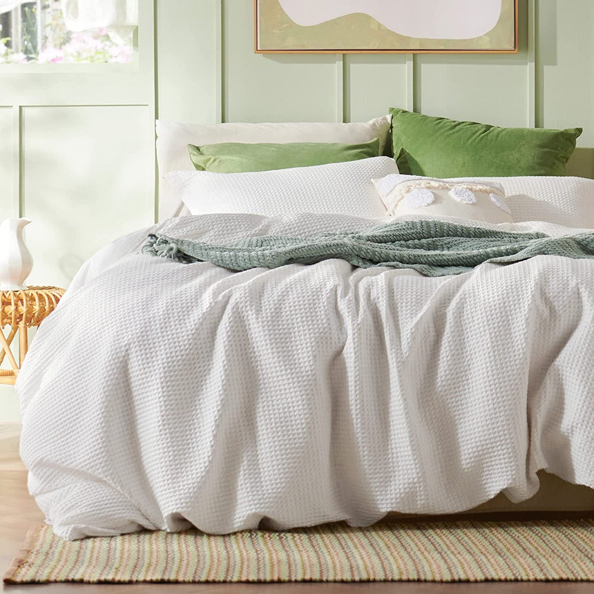 Waffle Weave Linen Cotton Duvet Cover Sets
