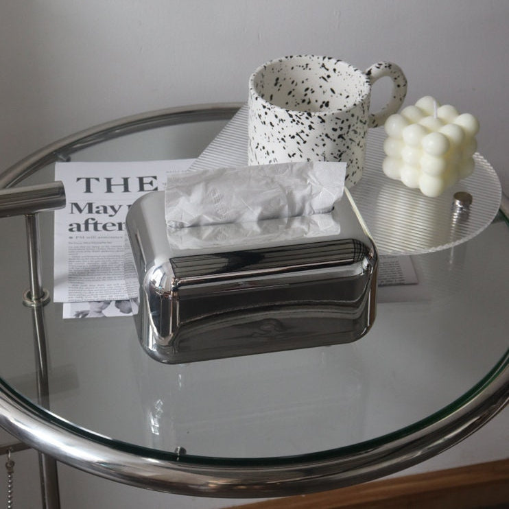 Mirror Silver Tissue Box Cover