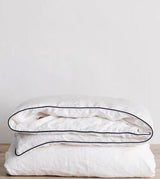 White with Navy Piping  - 100% Pure Linen or Linen Cotton | 3 Piece Piped Duvet Cover Set | Handmade | Pre-washed