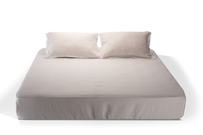 Natural linen pillowcase, Oxford style