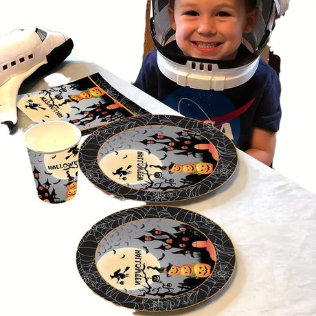 Halloween Paper Party Tableware Set, 140 Pieces
