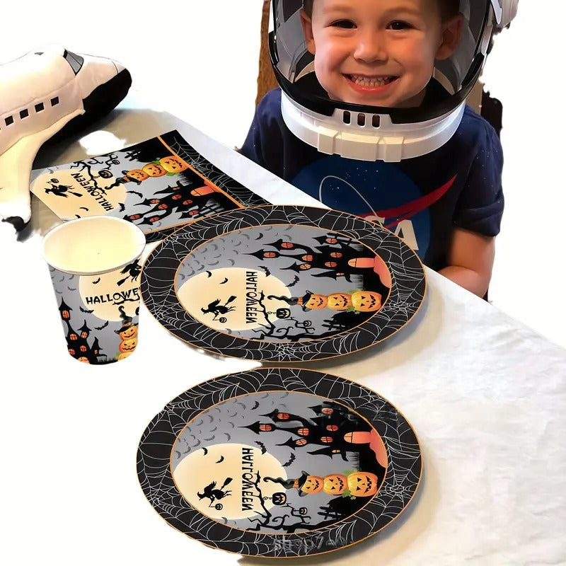 Halloween Paper Party Tableware Set, 140 Pieces