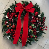 Christmas Wreath with Red Bow, 55 cm