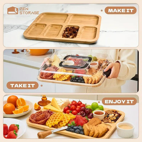 Bamboo Cheese Tray with Acrylic Lid