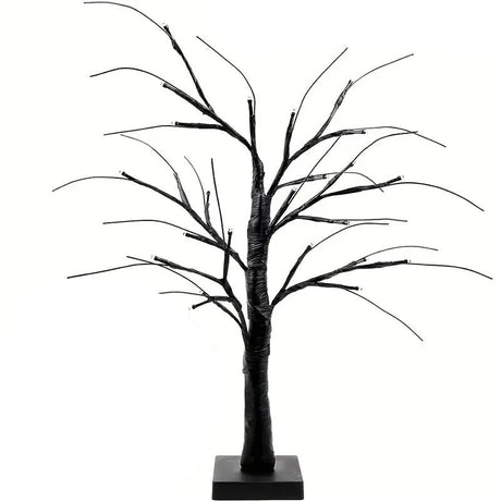 Black tabletop birch tree light on a square base