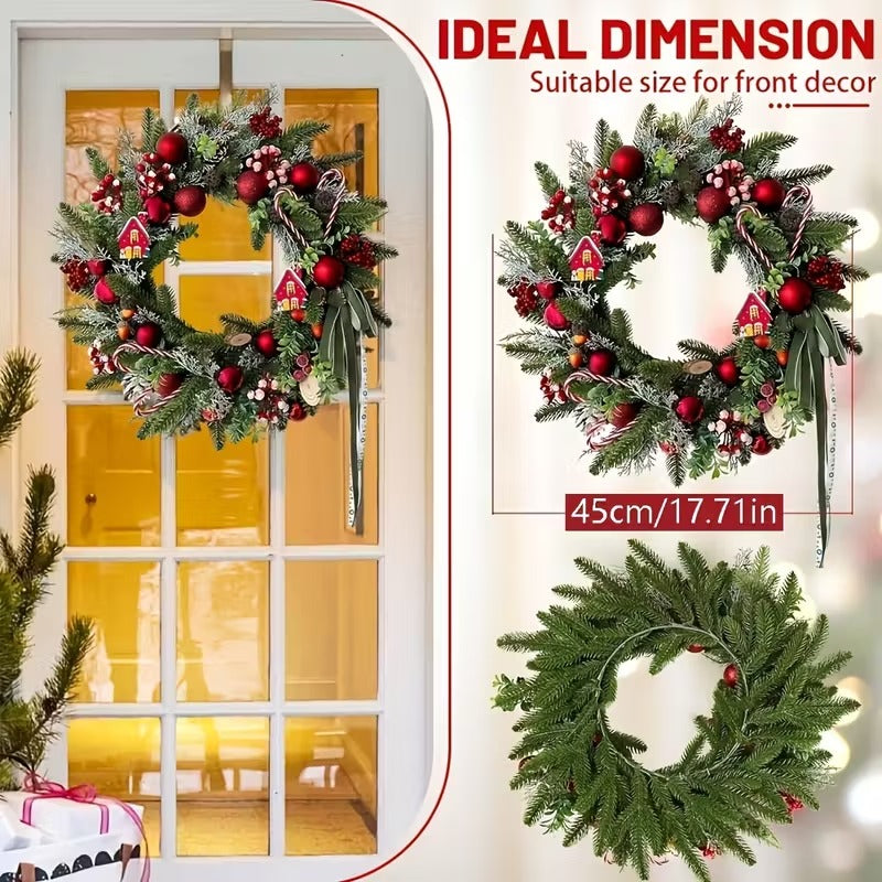 Candy Cane Christmas Wreath, 45 cm