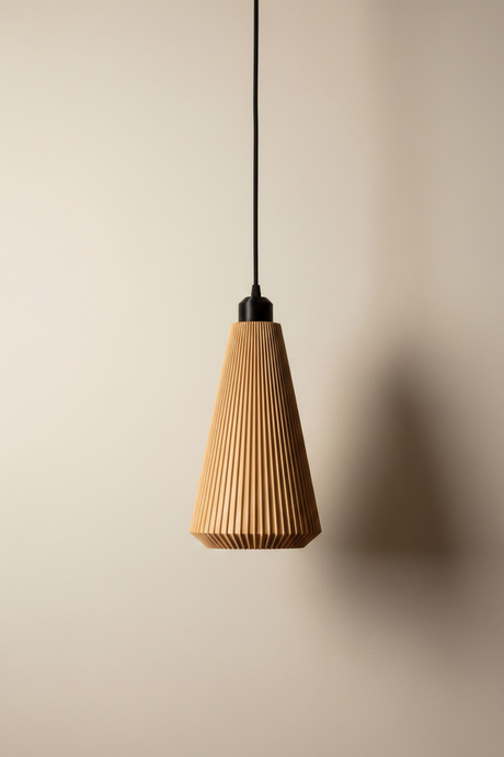 Kai pendant light in plant-based composite, geometric shade