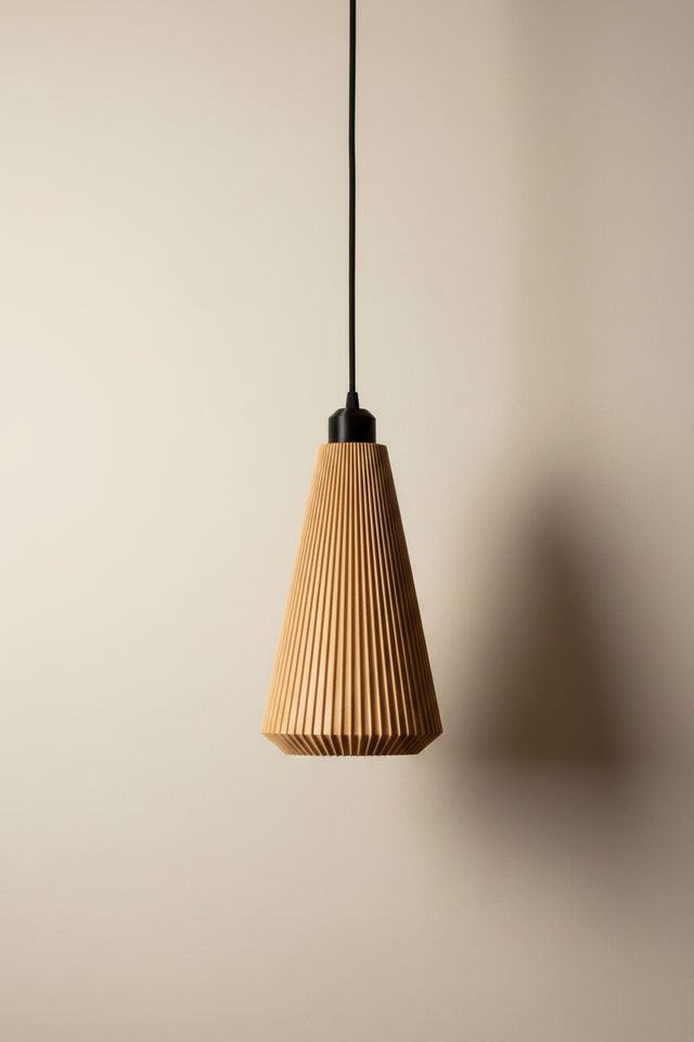 Kai pendant light in plant-based composite, geometric shade