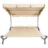 Two-Person Sun Lounger with Parasol, Beige