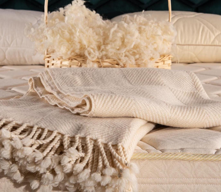 Merino Wool Throw, Handwoven, Undyed