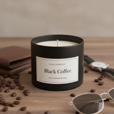 Candle Cedar & Leather / Black Coffee – Black Tin