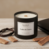 Candle Cedar & Leather / Black Coffee – Black Tin