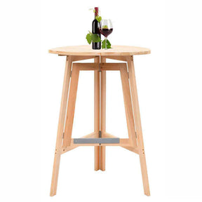 Round folding bar table in untreated pine
