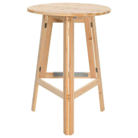 Folding Bar Table, Round, Untreated Pine