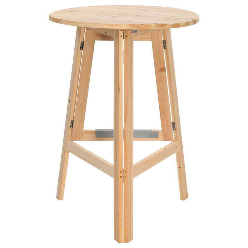 Folding Bar Table, Round, Untreated Pine
