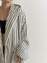 Retro Stripe Hooded Bathrobe, Organic Cotton