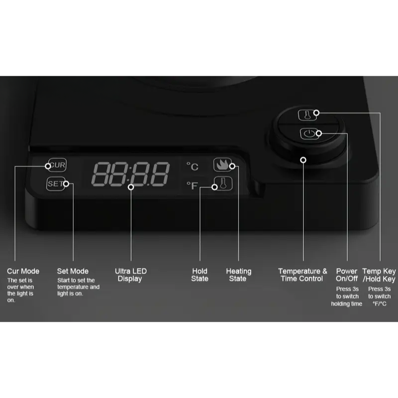 Black Gooseneck Electric Kettle, 1200W