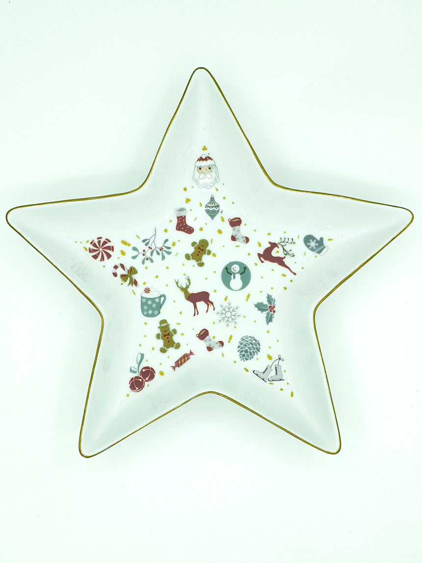 Christmas Star Porcelain Serving Tray, 27 cm