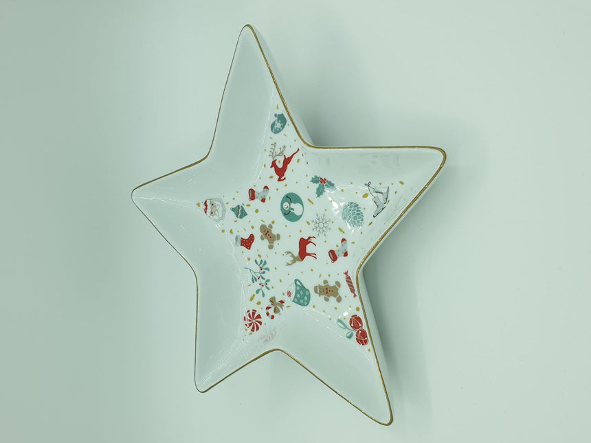 Christmas Star Porcelain Serving Tray, 27 cm