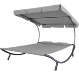 Two-Person Sun Lounger with Shade, Grey