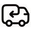 Shipping and returns icon, delivery truck with a return arrow