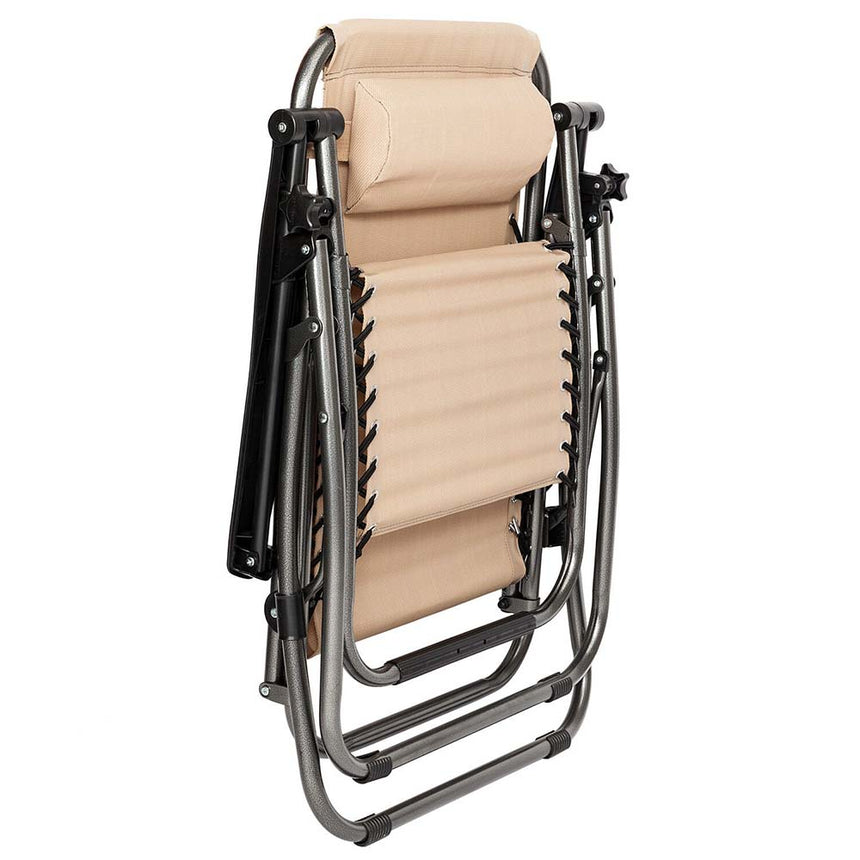 Zero-Gravity Garden Chair with Cup Holder, Set of 2, Beige