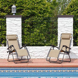 Zero-Gravity Garden Chair with Cup Holder, Set of 2, Beige