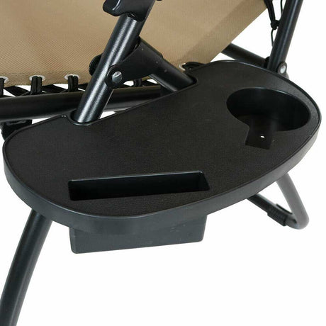 Zero-Gravity Garden Chair with Cup Holder, Set of 2, Beige